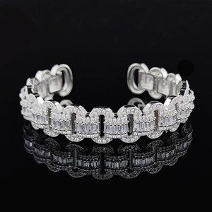 NEW LUXURY OVAL DIAMOND S925 STERLING SILVER BANGLE BRACELET